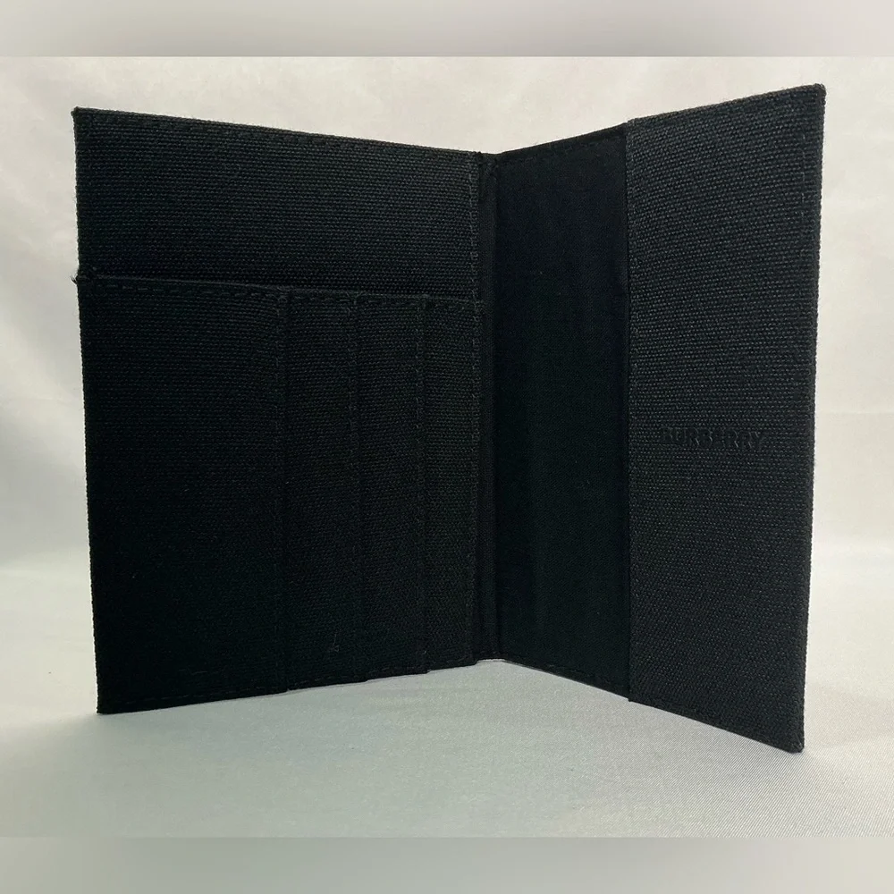 Burberry Black Canvas Passport Card Holder